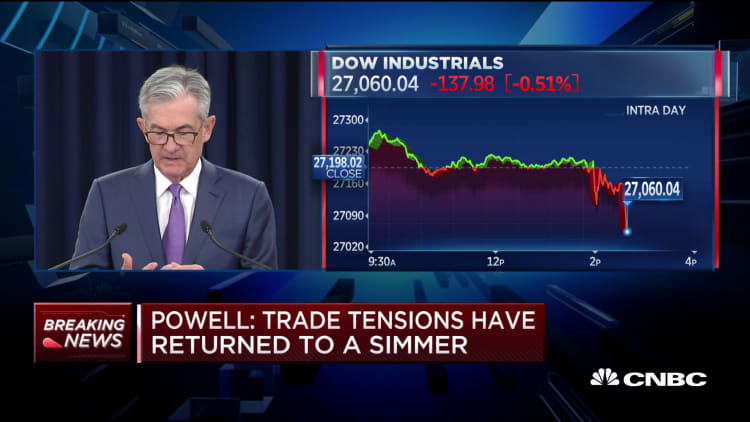 Fed's Powell: Trade tensions are threats to a favorable outlook