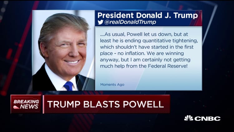 Trump says Fed Chairman Powell 'let us down'