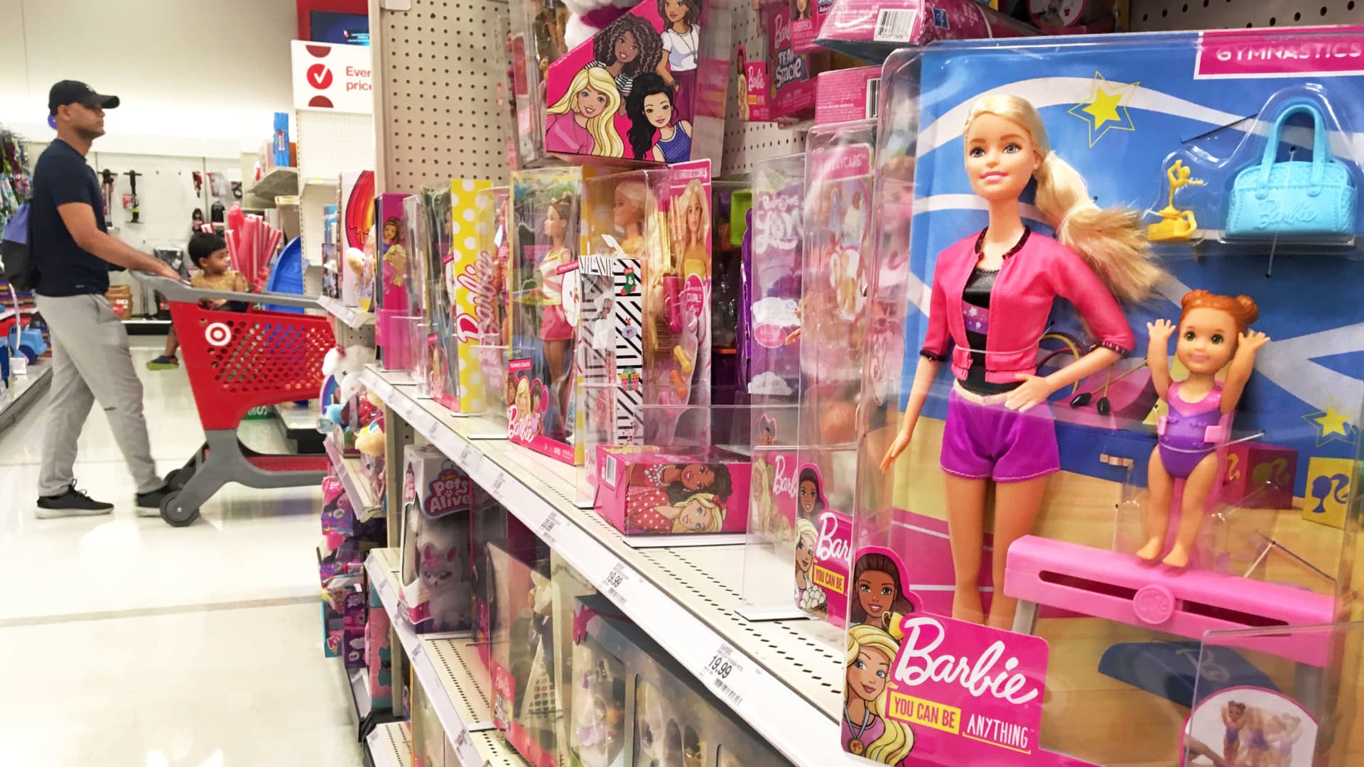Barbie dolls for sale at a Target store.