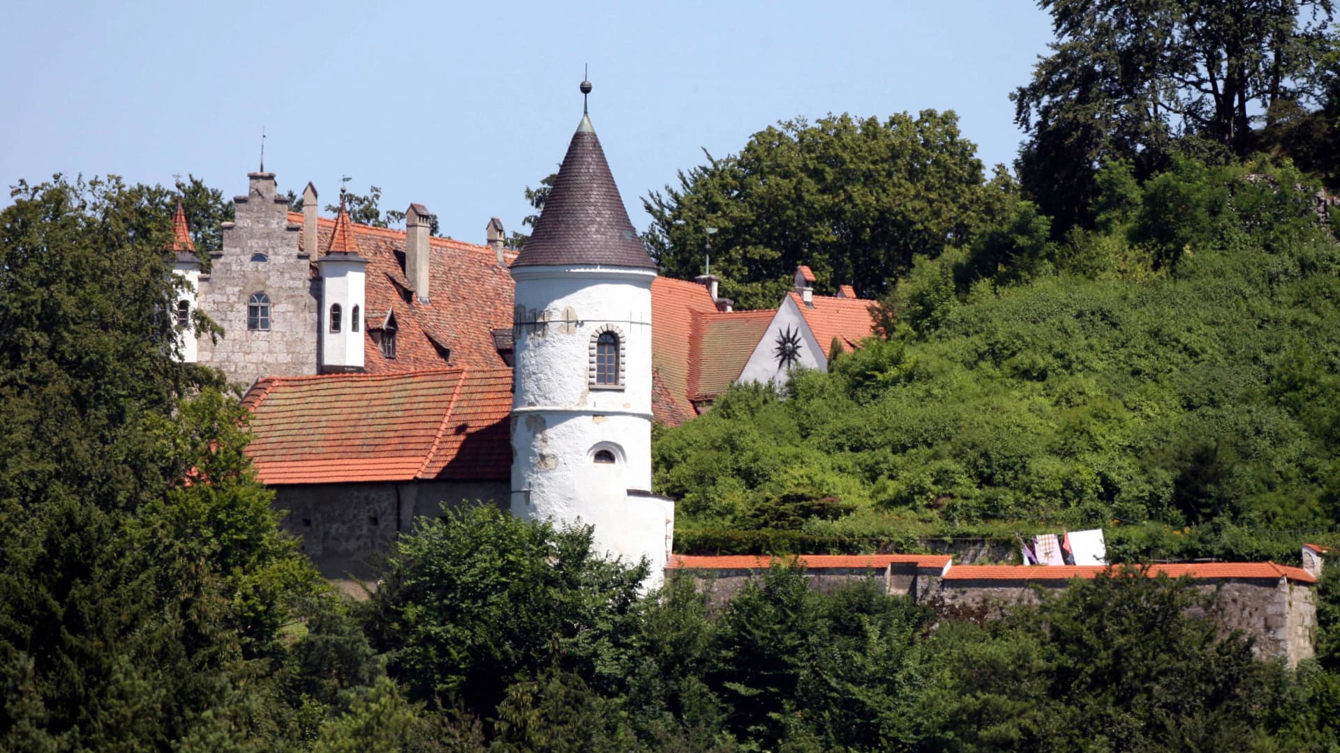 The Neidstein castle near Etzelwang, southern Germany, owned by Hollywood actor Nicolas Cage. He reportedly paid $2.6 million for the pied-a-terre, which dates back to the 16th century.