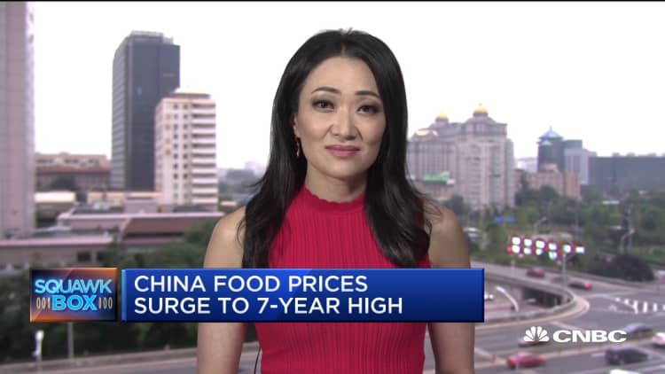 New data out of China show food prices are surging to a 7-year high