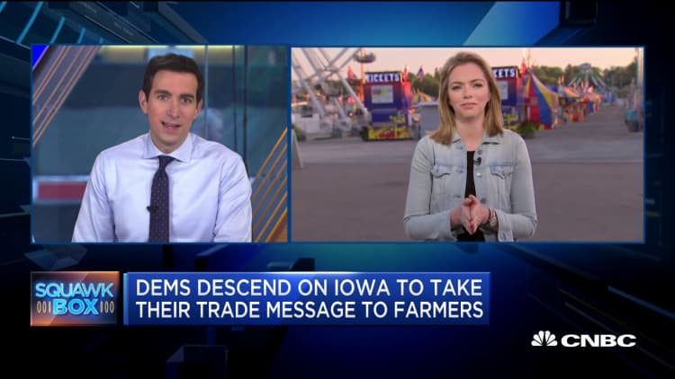 Democratic candidates go to Iowa to take their trade message to farmers
