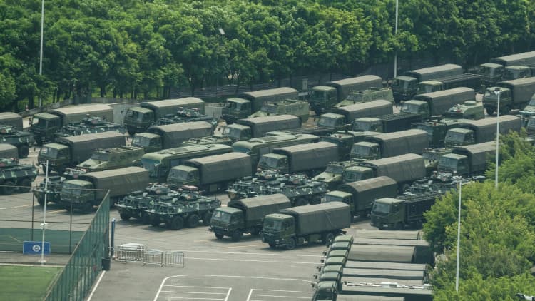 Chinese military conducting exercises outside Hong Kong