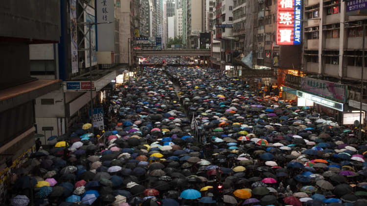 Latest Hong Kong protesters rallied peacefully in calm weekend protest