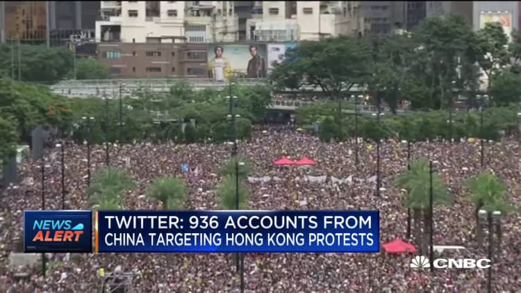 Twitter suspends accounts from China suspected of undermining protests in Hong Kong