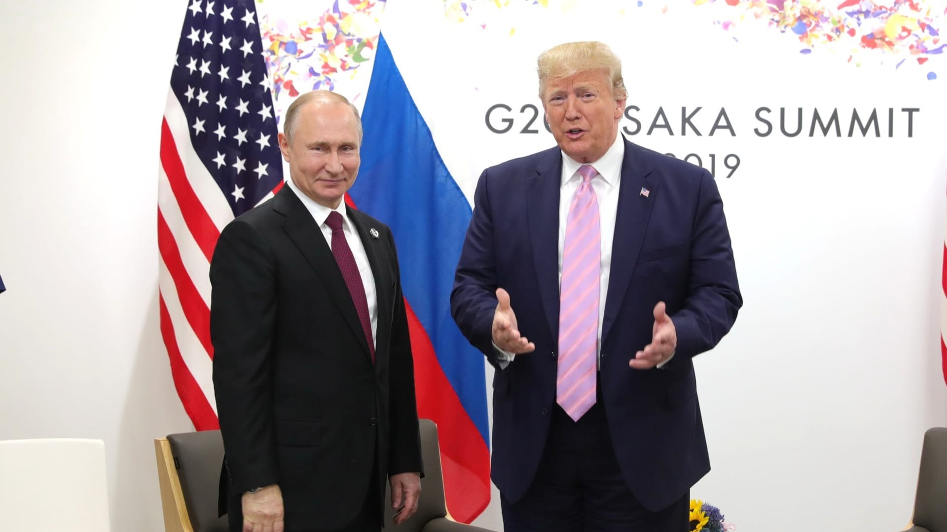 US President Donald Trump meets Russian President Vladimir Putin on the first day of the G20 summit in Osaka, Japan on June 28, 2019.