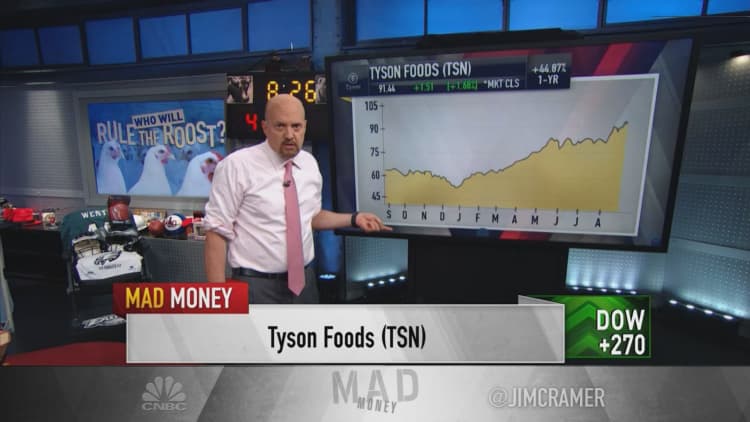 Jim Cramer says when it comes to Chick-fil-A vs. Popeyes, Tyson wins