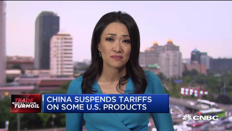 China suspends tariffs on some US products