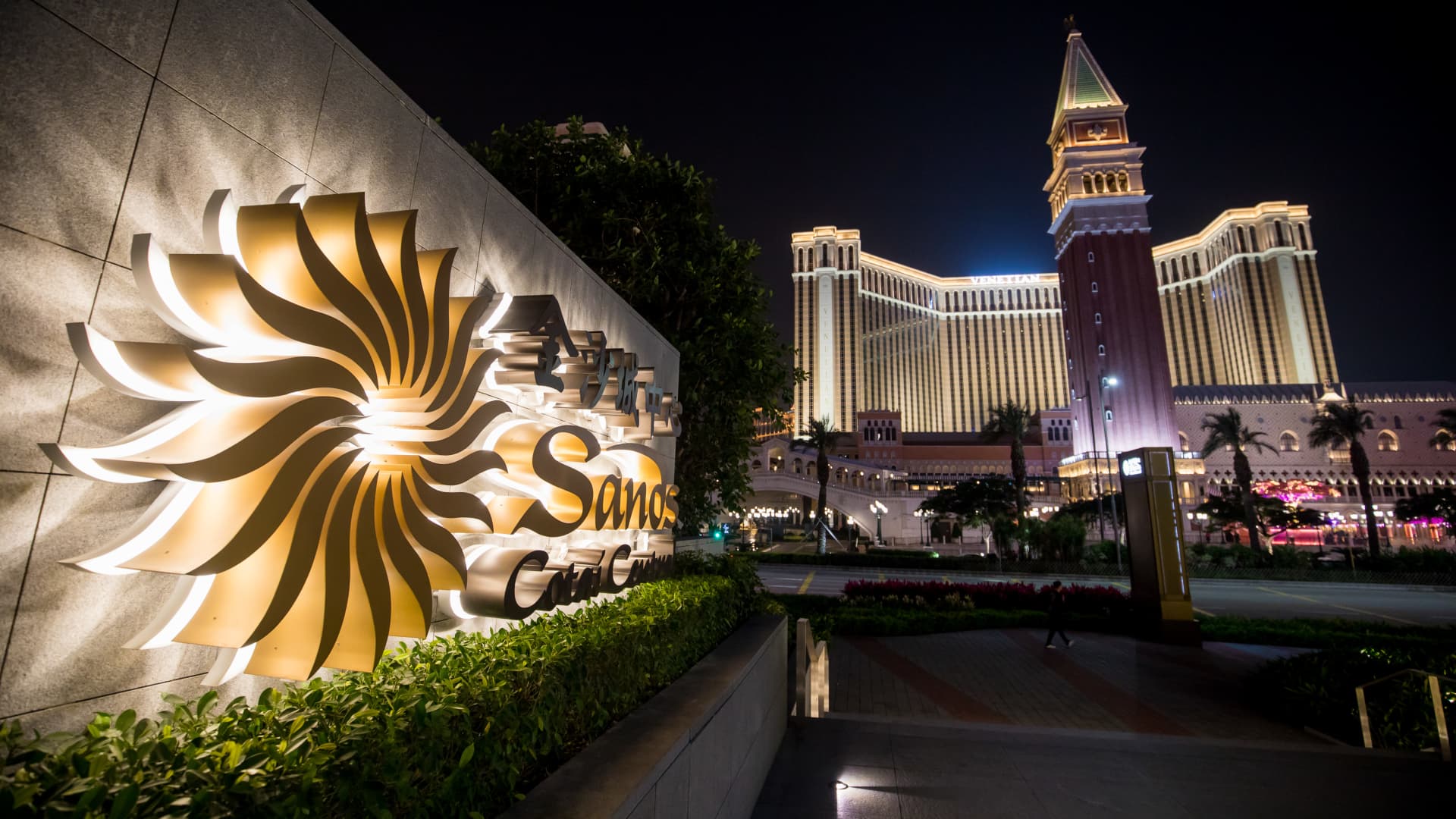 Signage for the Sands Cotai Central casino resort, operated by Sands China Ltd., a unit of Las Vegas Sands, in Macau, China, on Jan. 17, 2019.