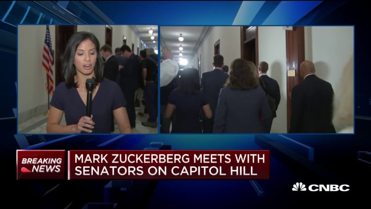 Mark Zuckerberg doesn't answer questions between meetings with senators