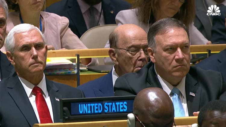 Treasury Sec. Wilbur Ross appears to be asleep during Pres. Trump's UN address