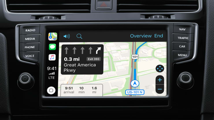The new Apple Maps in CarPlay on iOS 13. Apple