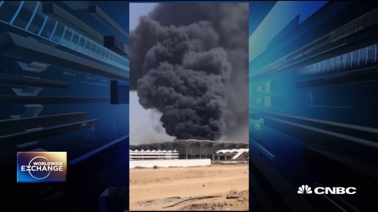Watch this fire engulf a new high-speed Saudi train station