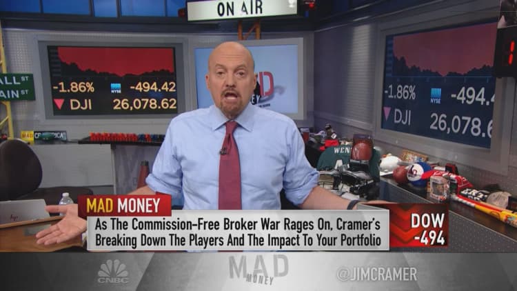 Charles Schwab fees cuts won't stave off Robin Hood, disruption in broker industry, Jim Cramer says