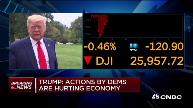 Trump: Actions by Democrats are hurting the economy