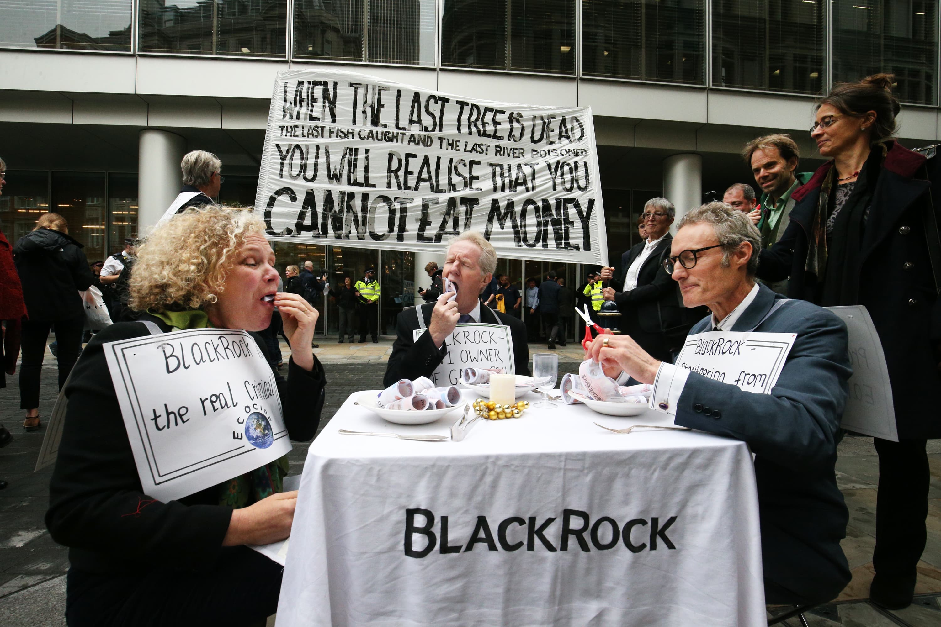 Climate change activists target BlackRock offices in London