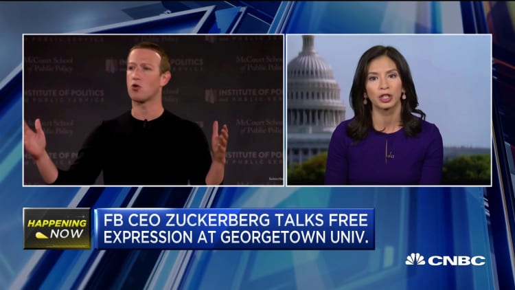 Facebook CEO Mark Zuckerberg speaks on free expression at Georgetown