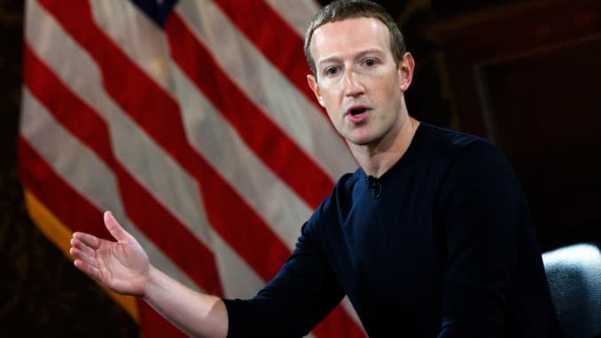 Facebook founder Mark Zuckerberg speaks at Georgetown University in a 'Conversation on Free Expression" in Washington, DC on October 17, 2019.