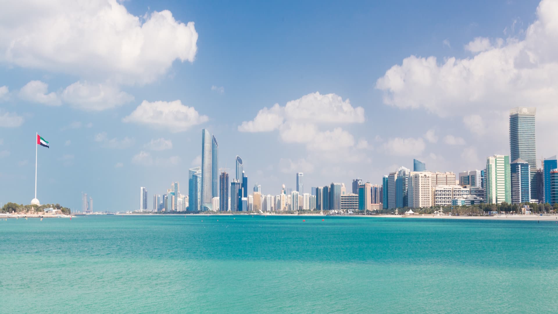 Abu Dhabi city skyline, United Arab Emirates.