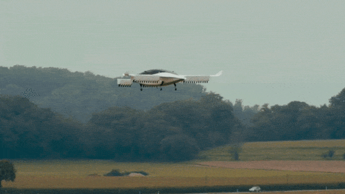 Lilium's electric air taxi, the Lilium Jet, is seen preparing to land after taking flight in new footage released by the firm.