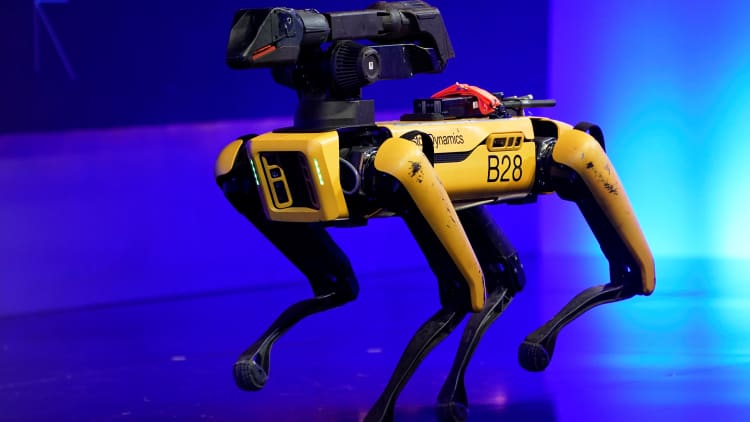 Boston Dynamics robot encourages social distancing in Singapore park