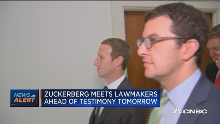 Zuckerberg meets with lawmakers ahead of testimony tomorrow