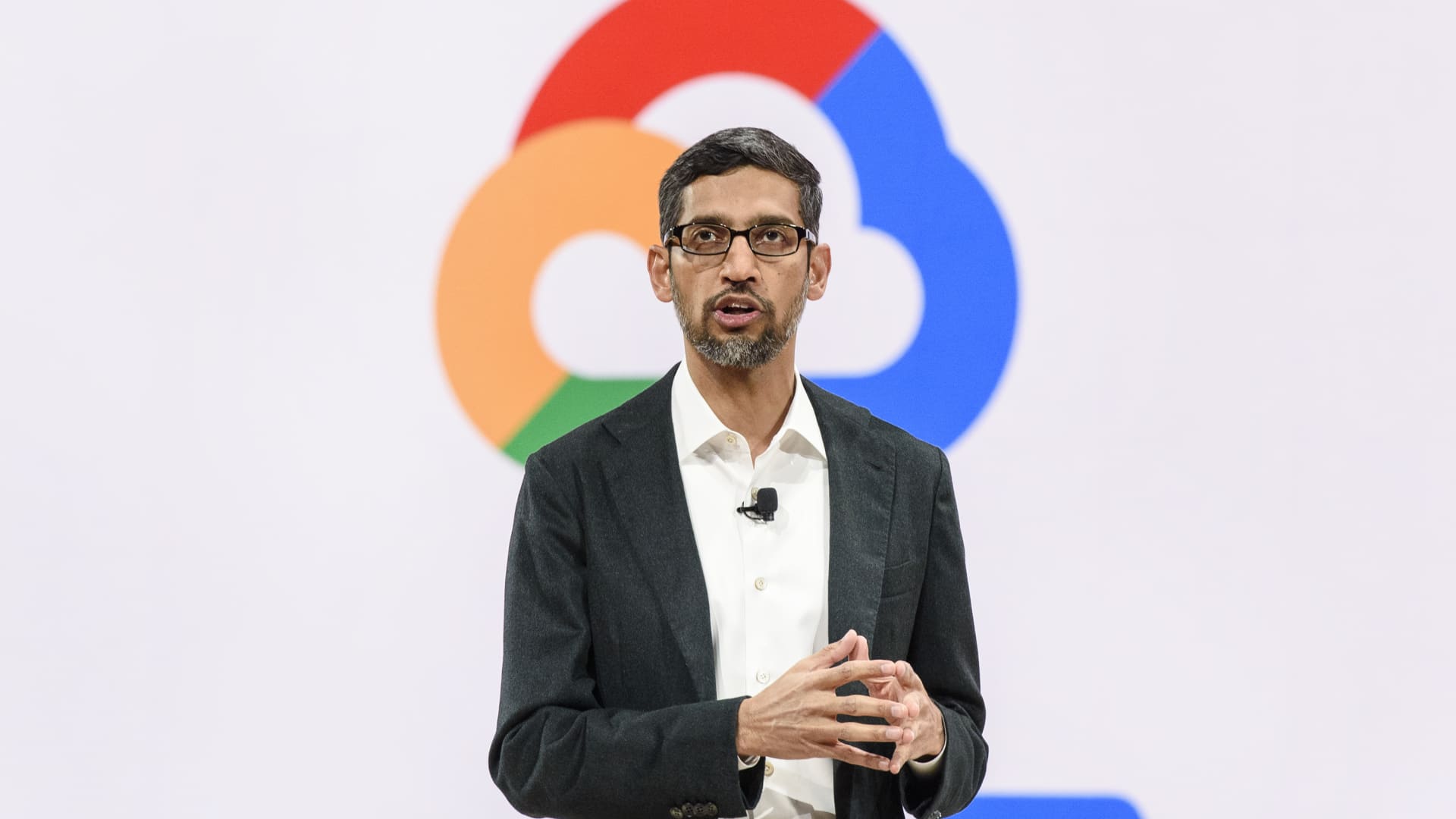 Sundar Pichai, chief executive officer at Google LLC, speaks during the Google Cloud Next '19 event in San Francisco, California, U.S., on Tuesday, April 9, 2019.