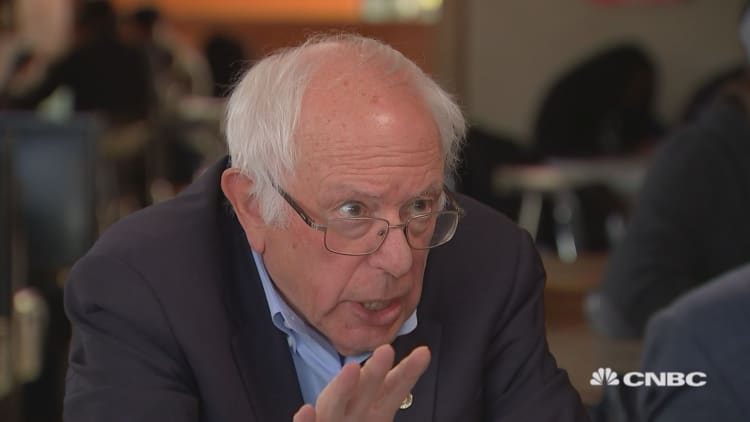 Sanders on the deficit impact of his agenda: "we're trying to pay for the damn thing"