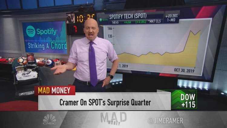 Spotify's game-changing quarter means there's more upside, says Jim Cramer