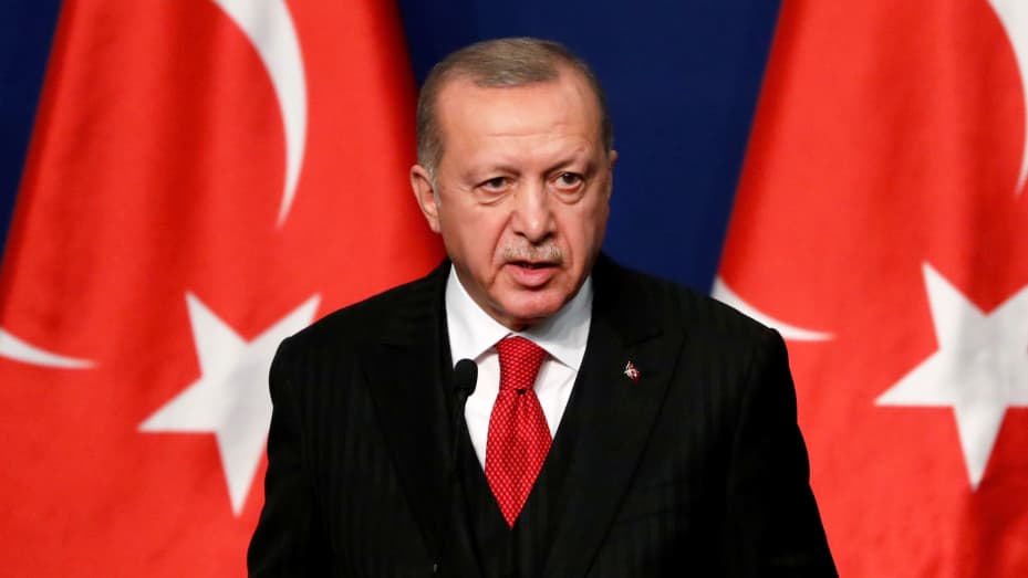 El presidente turco, Recep Tayyip Erdogan, asiste a una conferencia de prensa en Budapest, Hungría, el 7 de noviembre de 2019.