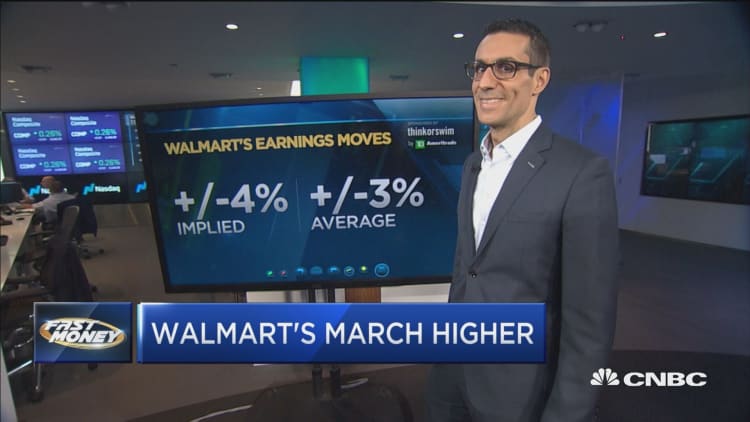Options traders bet on even bigger gains for Walmart into earnings