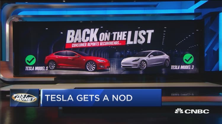 Consumer Reports recommends Tesla
