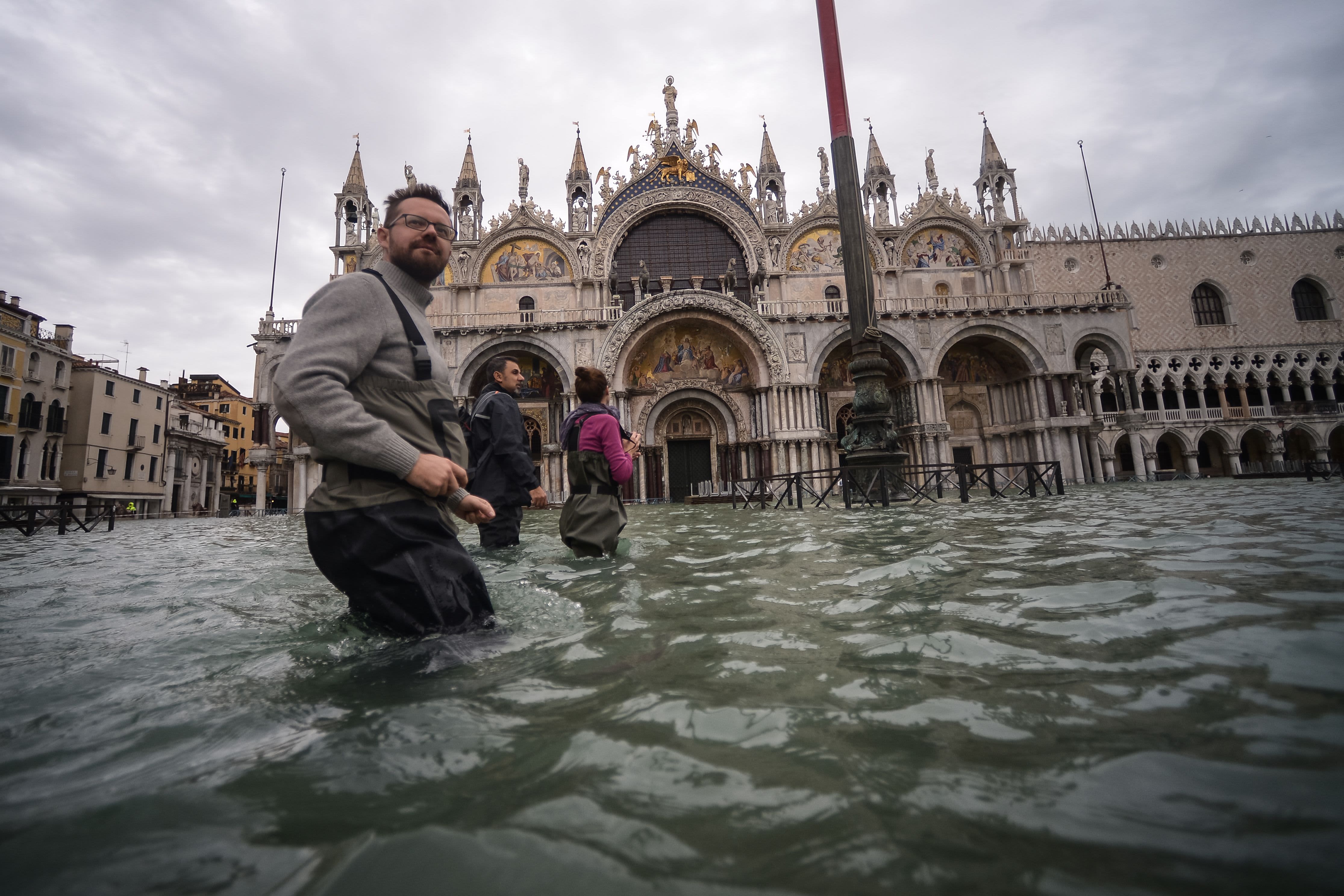Venice hit by another ferocious high tide, flooding city