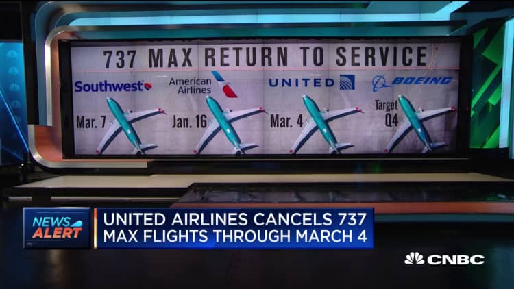 United Airlines cancels 737 Max flights through March 4, 2020