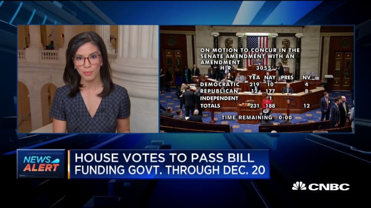 House votes to pass bill funding government through December 20, 2019