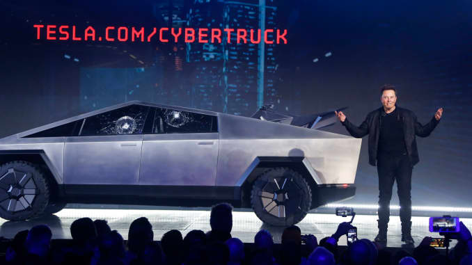 AP: Elon Musk Tesla Cybertruck 191121