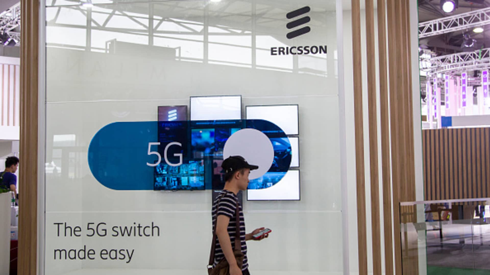 People visit the Ericsson stand during the Mobile World Congress (MWC) Shanghai 2019 at the Shanghai New International Expo Center on June 25, 2019 in Shanghai, China.