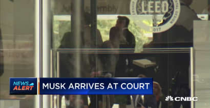 Tesla CEO Elon Musk arrives in court for defamation hearing