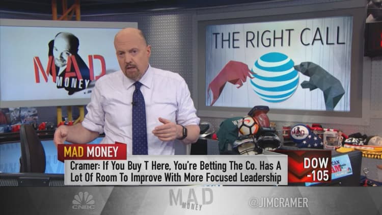 AT&T can go 'much, much higher' if management delivers, says Jim Cramer