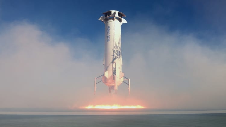 Watch Blue Origin launch and land New Shepard rocket in space tourism test flight