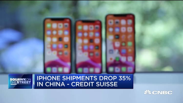 Credit Suisse says iPhone shipments dropped 35% in China