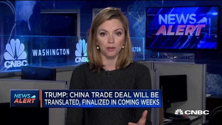 Trump: China trade deal finalized in coming weeks