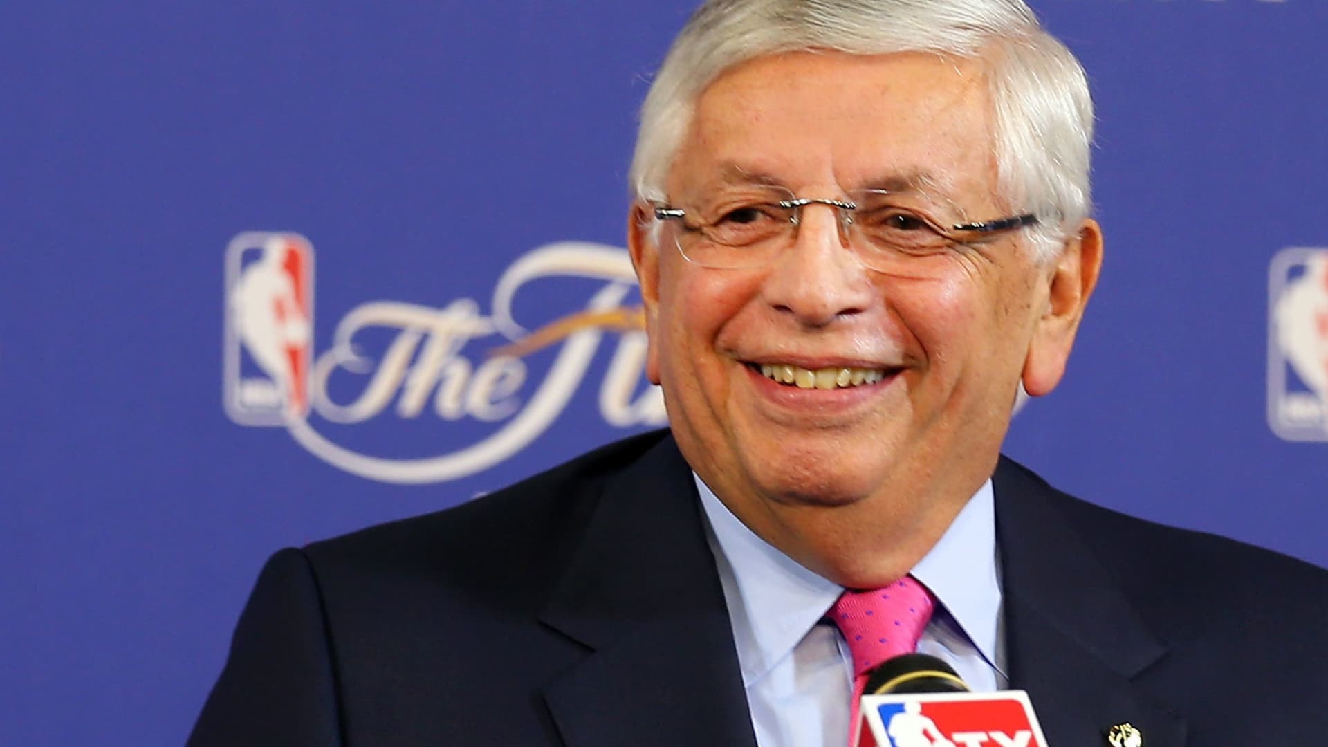 Then-NBA Commissioner David Stern addresses the media before Game One of the 2013 NBA Finals between the Miami Heat and the San Antonio Spurs at American Airlines Arena on June 6, 2013 in Miami.