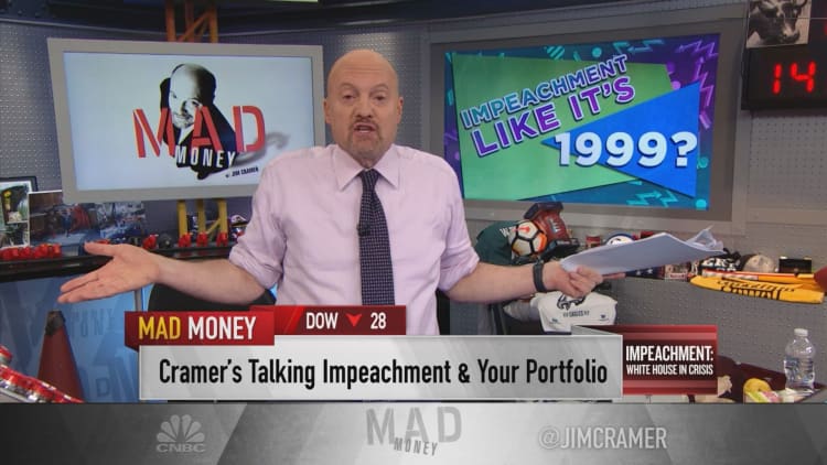 History is on investors' side when it comes to impeachment, Jim Cramer says