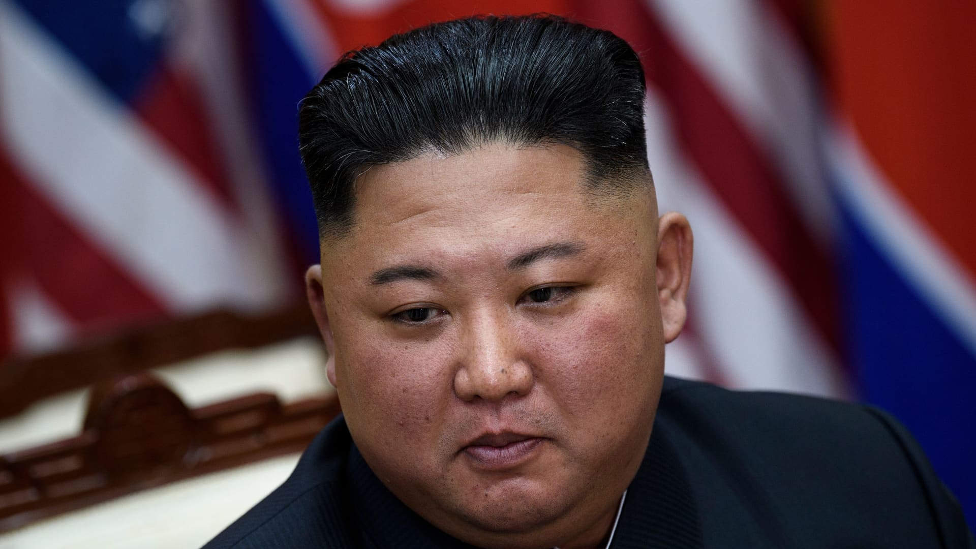 North Korea's leader Kim Jong Un in the Demilitarized Zone on June 30, 2019.