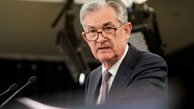 Federal Reserve Chair Jerome Powell arrives for a news conference following the Federal Open Market Committee meeting in Washington, December 11, 2019.