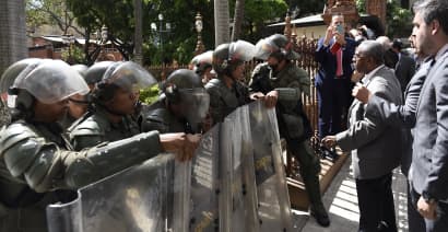 Venezuela's Maduro claims control of Congress as blockade prevents Guaido from entering parliament