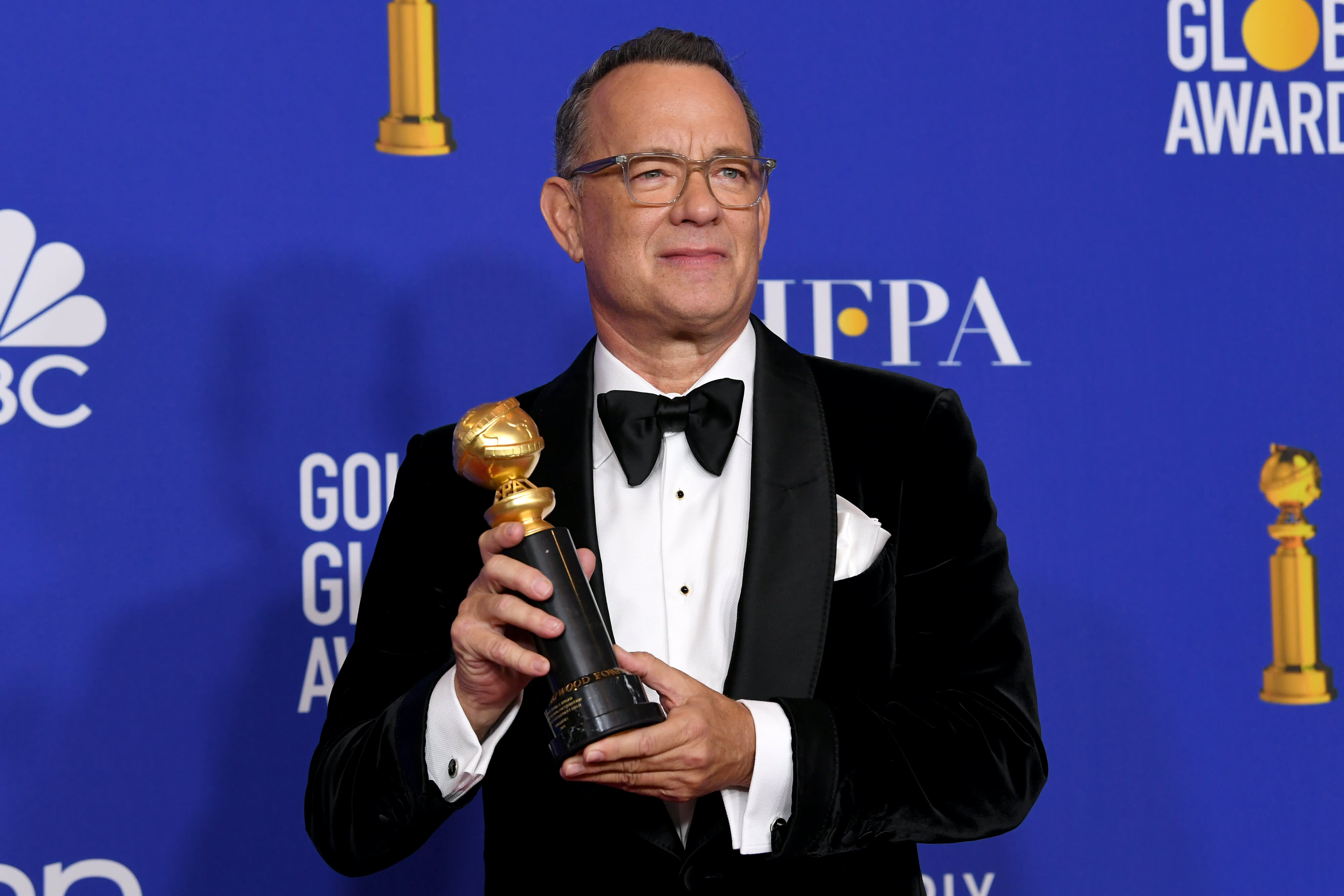 Tom Hanks winning Golden Globes Award