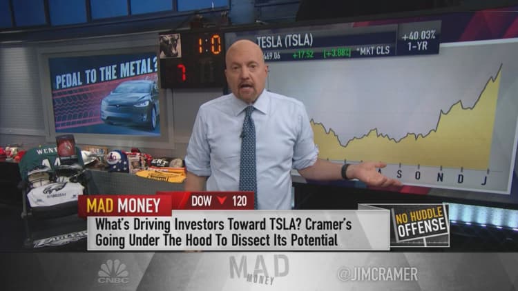 When Tesla's double the value of Ford and GM together, then wake me, says Jim Cramer