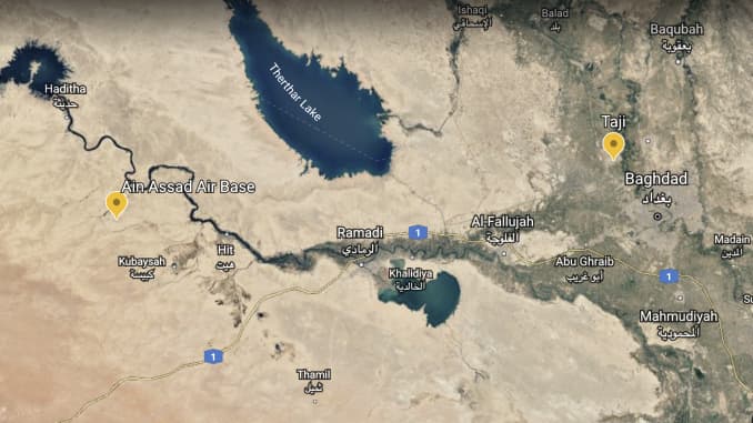 H/O: Iraqi Air Bases targeted by Iran Google Earth Map 200107